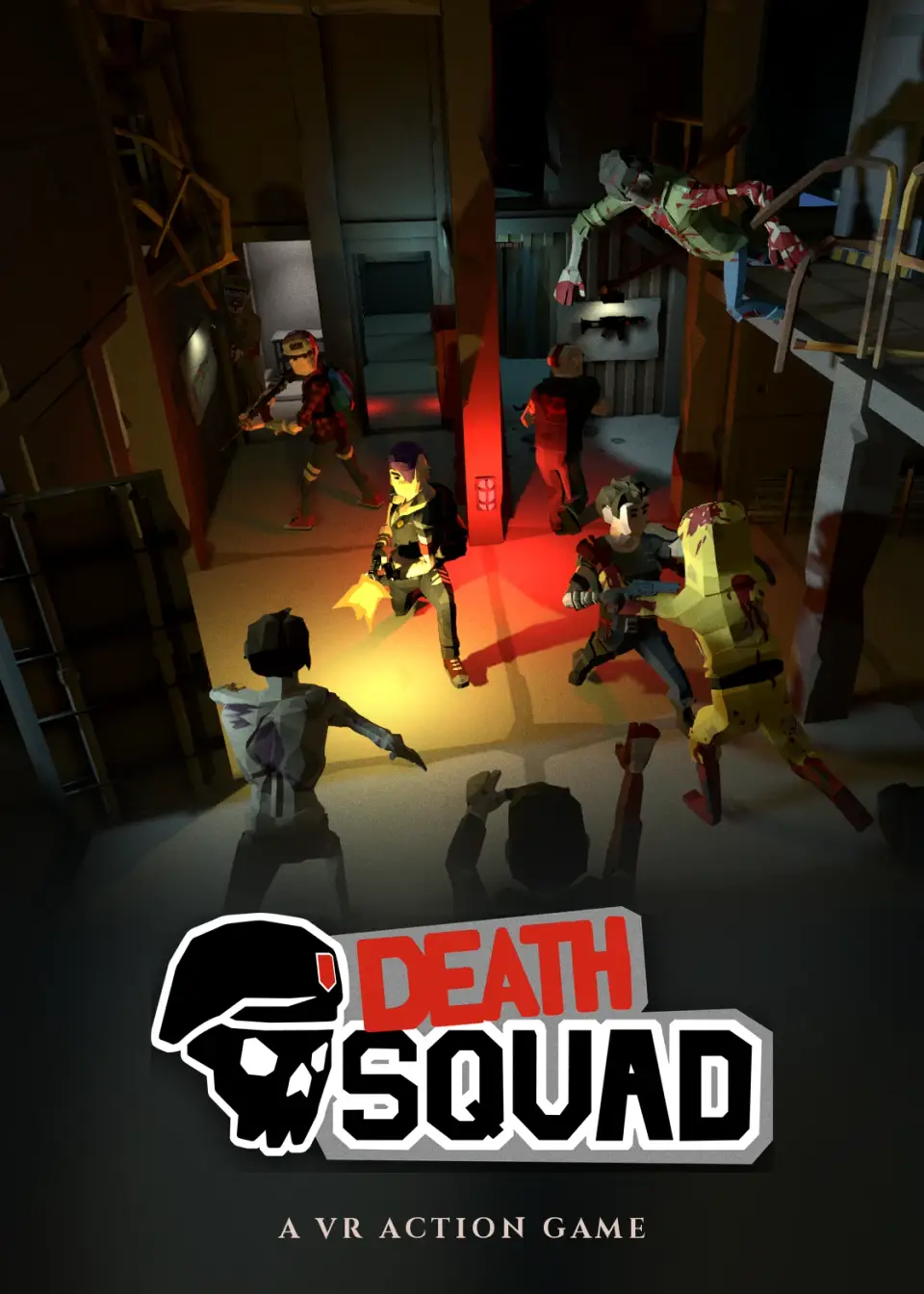 Death Squad poster: a zombie horde storming industrial catwalks