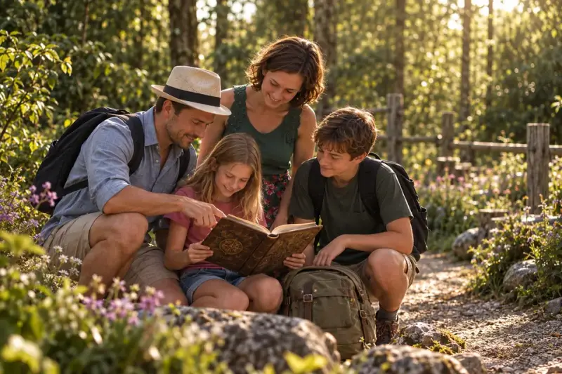 Family solves a puzzle together with an old book